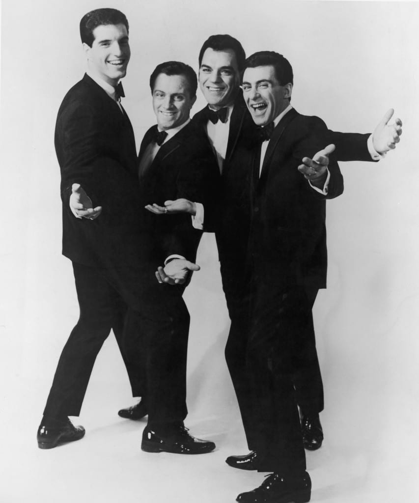 Italian-American vocal group The Four Seasons. Left to right: Bob Gaudio, Tommy DeVito, Nick Massi and Frankie Valli. (Photo Credit: Hulton Archive | Getty Images)